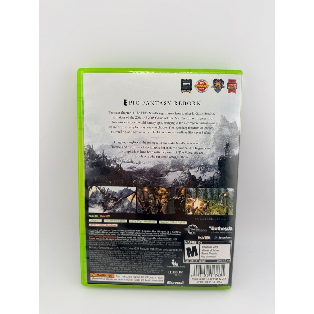 The Elder Scrolls V Skyrim Microsoft Xbox 360 Bethesda 2011 RPG Game with Manual - Picture 3 of 6